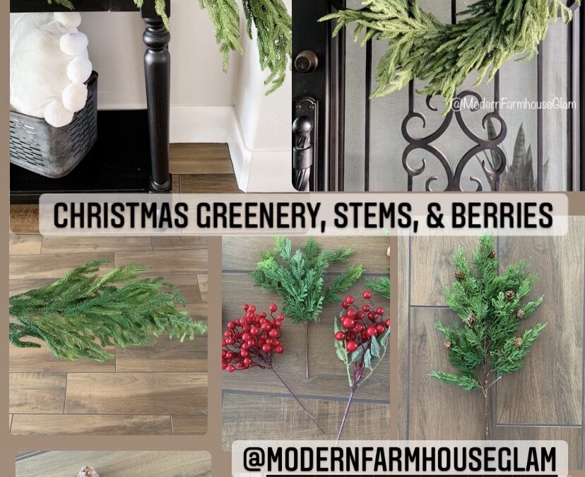 Realistic looking Christmas Greenery, Stems, & Garland at Modern Farmhouse Glam