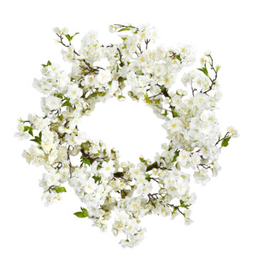 white cherry blossom wreath, spring home decor