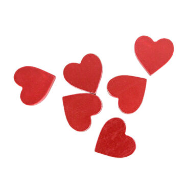 Set of 6 Red Wooden Valentine's Day Hearts 1.75" X 1.75" X .25"