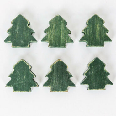 Christmas Trees Wooden, Set of 6, 1.5" X 1.75" X .25"