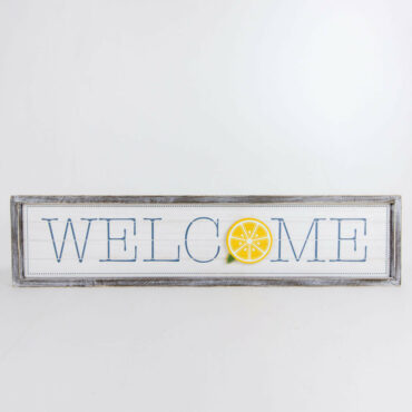 Reversible Wooden Framed Sign, Welcome with Lemon, 36 x 8 x 1.5 Spring/Summer Home Decor