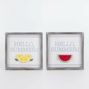 Reversible Wooden Sign, Summer Watermelon/Lemon 10 x 10 x 1.5 Spring/Summer Home Decor