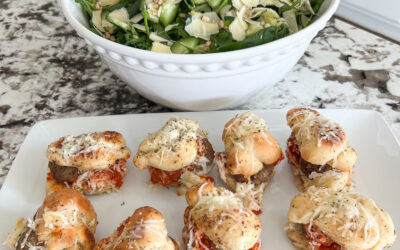 Garlic Knot Meatball Sliders and Lemon Parmesan Arugula Salad-Easy Meal Solution at Modern Farmhouse Glam