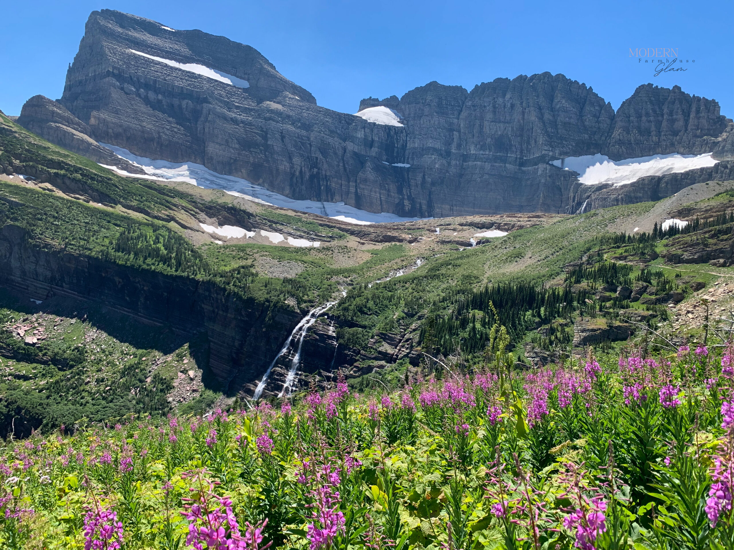 Massive mountains, waterfalls, wildflowers, lakes, ice...oh Montana you are GORGEOUS! Grinell Glacier Trail, Glacier National Park