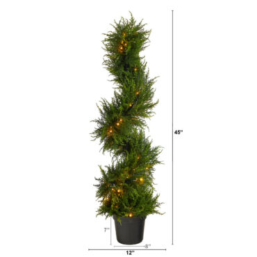 45” Outdoor Spiral Cypress Artificial Christmas Tree With 80 Clear LED Lights UV Resistant (Indoor/Outdoor)