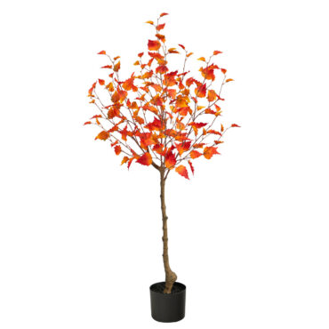 4ft Fall Birch Orange Artificial Autumn Tree, Fall & Halloween Home Decor
