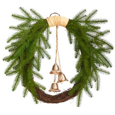 Christmas pine and bells wreath