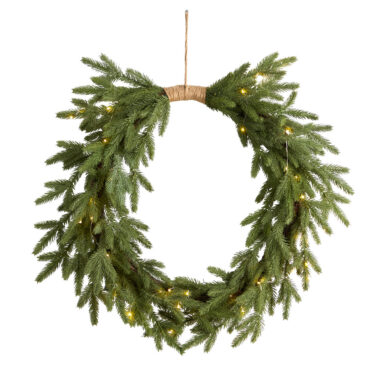 24" Holiday Christmas Pre-Lit Pine Wreath